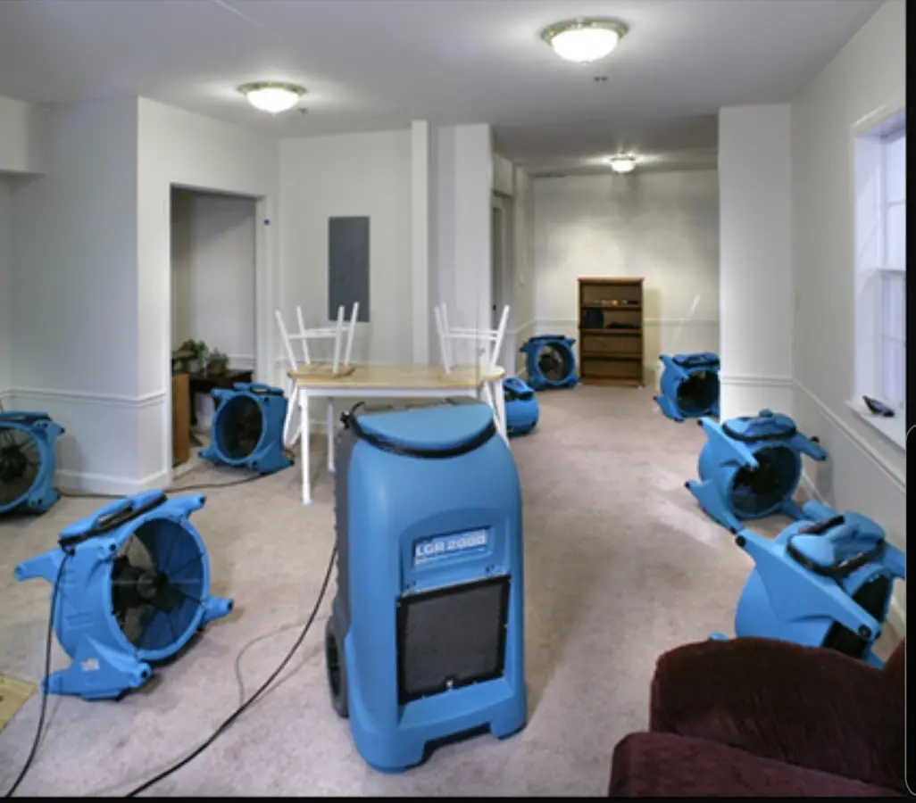 Air movers and dehumidifier setup for Water Extraction & Removal in Fletcher